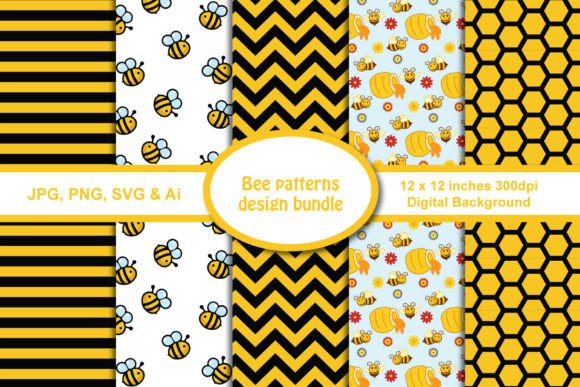 Bee Patterns Design Bundle: A Versatile Resource for Creative Projects