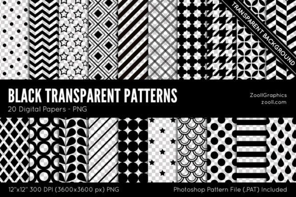 Black Transparent Patterns Digital Paper