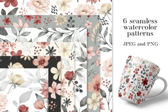 Digital Paper, Patterns with Flowers