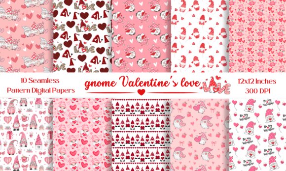 Gnome Valentine’s Day Seamless Patterns: A Versatile Design Resource for Creative Projects