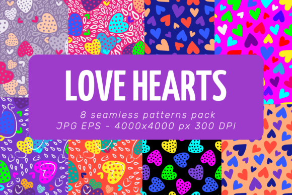 Love Hearts Seamless Patterns Pack: A Versatile Design Resource for Creative Projects