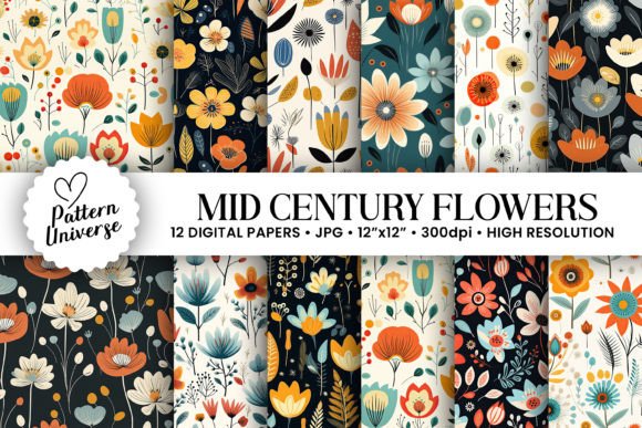 Mid Century Flowers Seamless Patterns: A Strategic Design Resource for Creative Professionals