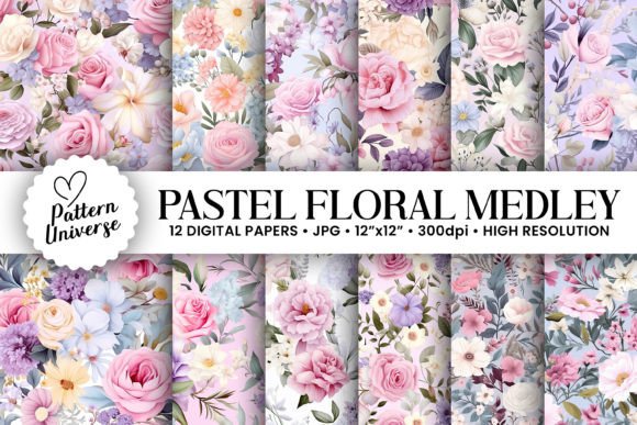 Pastel Floral Medley Seamless Patterns: A Versatile Solution for Creative Projects