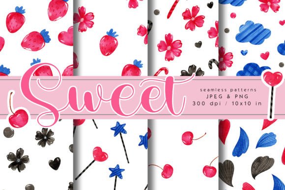Sweet Watercolor Seamless Patterns