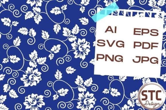 White Flowers Dark Blue BG Patterns: A Modern Vector Illustration for Diverse Design Applications