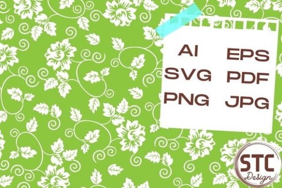 White Flowers Green Background Patterns: A Versatile Design for Creative and Commercial Use