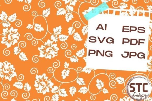 White Flowers Orange Background Patterns