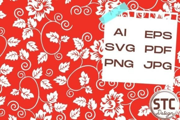 White Flowers Red Background Patterns