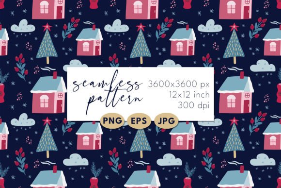 Winter Seamless Patterns: Winter House – A Versatile Design Resource for Creative Projects